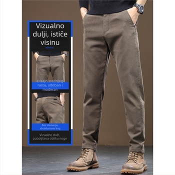 Muške casual hlače – ravni kroj, pamuk, blaga elastičnost, proljeće 2025