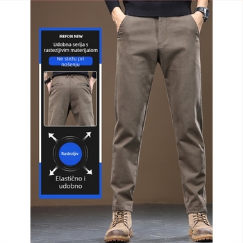 Muške casual hlače – ravni kroj, pamuk, blaga elastičnost, proljeće 2025