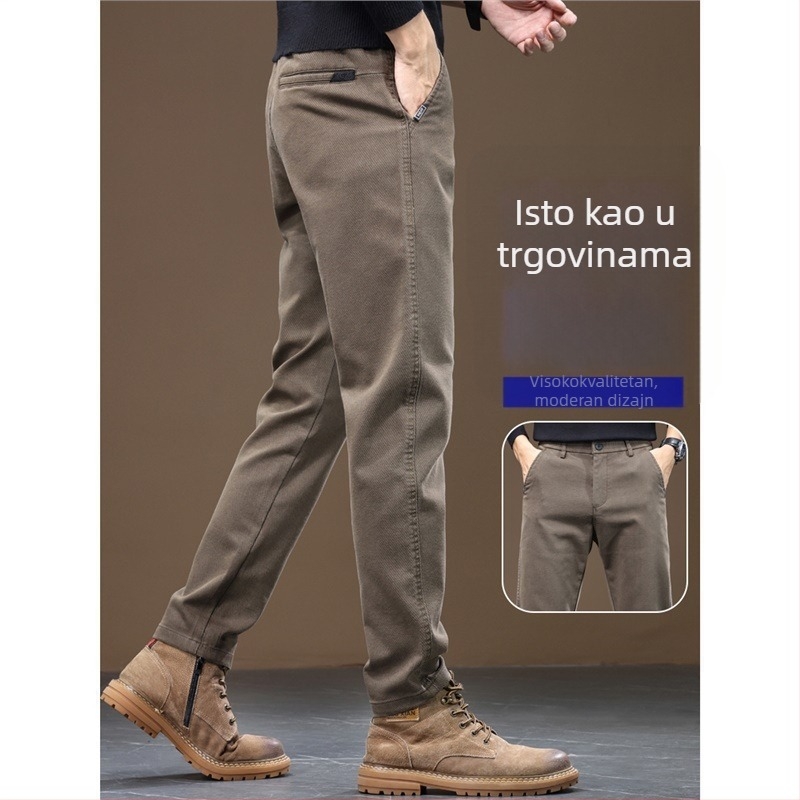 Muške casual hlače – ravni kroj, pamuk, blaga elastičnost, proljeće 2025
