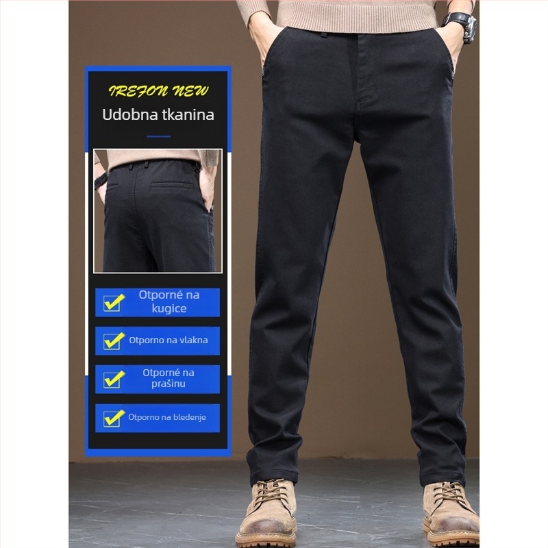 Muške casual hlače – ravni kroj, pamuk, blaga elastičnost, proljeće 2025