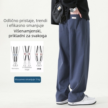 Muške ravne casual hlače od pamuk-mješavine, srednji struk, zatvaranje šnonom, proljeće-jesen, jednobojne, bez glačanja