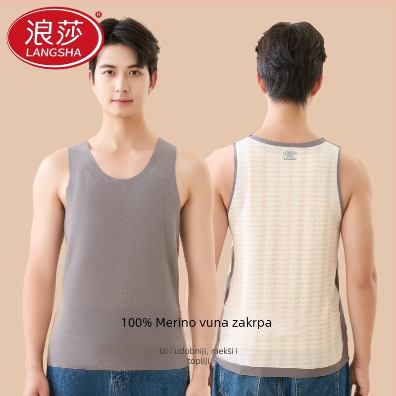 Muška termalna vesta s vlastitim zagrijavanjem – osnovni sloj, poliester tkanina, okrugli ovratnik, pulover stil