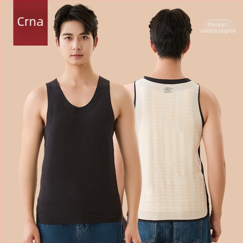 Muška termalna vesta s vlastitim zagrijavanjem – osnovni sloj, poliester tkanina, okrugli ovratnik, pulover stil