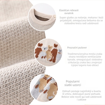 Dječji pleteni prsluk bez rukava, dvostruko sloj, 100% pamuk, pulover stil, unisex (za uzrast 1–3 godina, sve sezone)