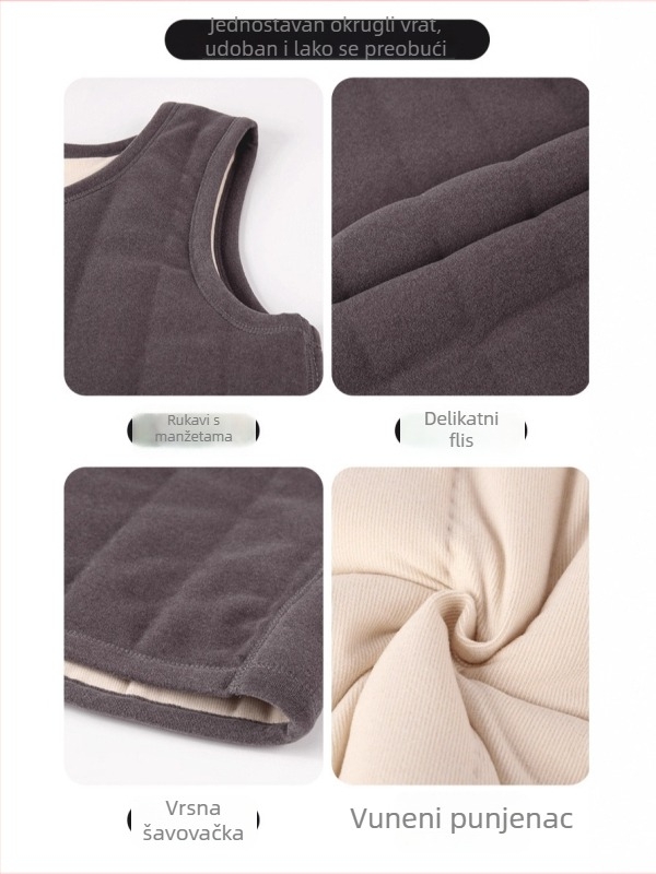 Muška vunena vest s 100% vunom, prilagođljiv kroj, debela termalna podstava, antibakterijska, okrugli ovratnik