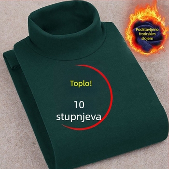 Korejskog stila pulover majica s fleec podstavom, visokim ovratnikom, uskim krojem, dugim rukavima