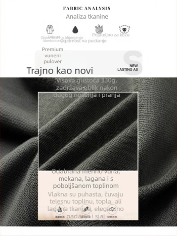 Muški vuneni pulover s V-izrezom, dugi rukav, flis podstava, 30–35% vuna, gusta pletenina