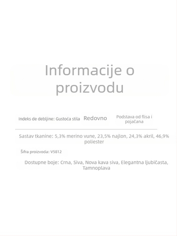 Muški vuneni pulover s V-izrezom, dugi rukav, flis podstava, 30–35% vuna, gusta pletenina