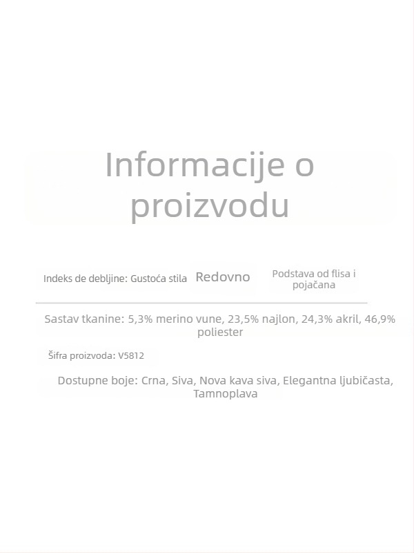 Muški vuneni pulover s V-izrezom, dugi rukav, flis podstava, 30–35% vuna, gusta pletenina