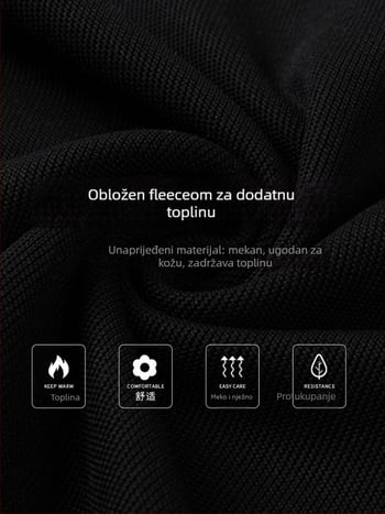 Muška kasmir pletena majica za bazni sloj, debela, s preklopnim ovratnikom, dugih rukava