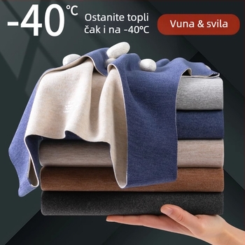 Topli bezšavni vest od vune i svile, dvostruki sloj, okrugli izrez, debeo 201-250 g/m²