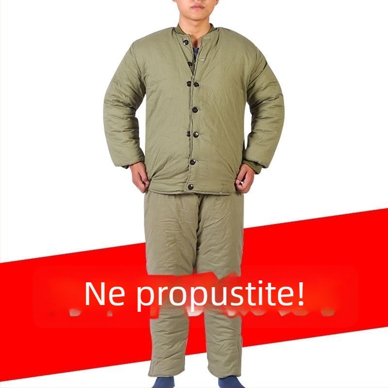 Pamučna punjena zimna jakna — starinski stil, 95% pamuk, muška odjeća, proljeće 2025