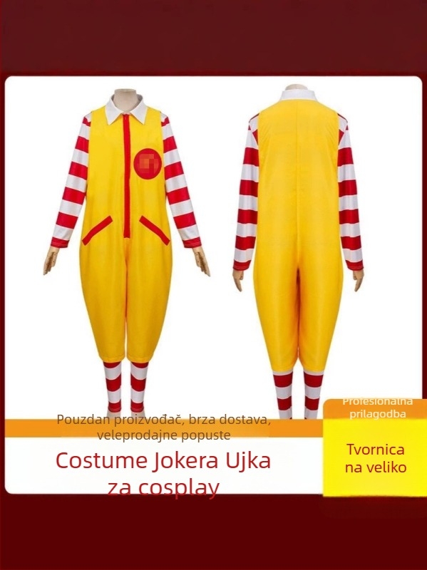 Klaun kostim za djecu i odrasle – 70% spandex, 30% poliester (Lycra), gradski hipster stil, za scenske izvedbe