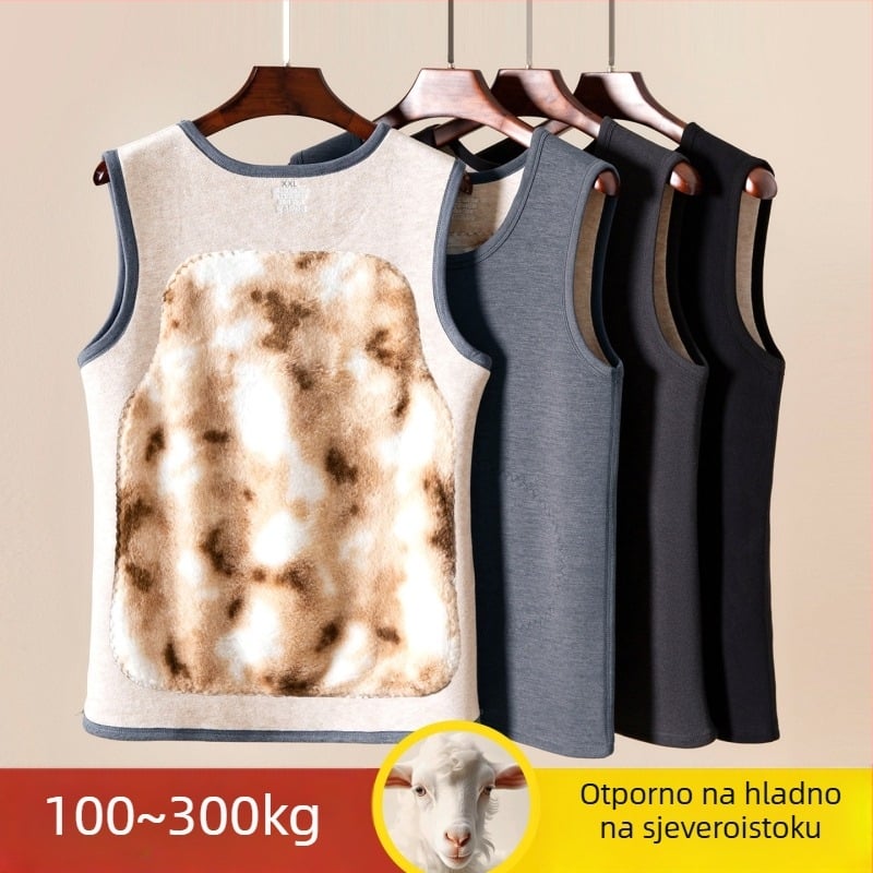 Muška zimska termo vest s fleec podstavom, prilagodljiv kroj, debeli materijal, 95% poliester