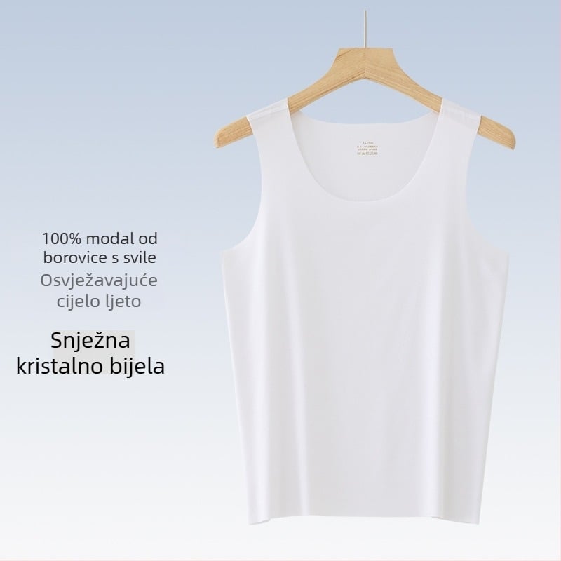 Muški bezruk T majica, Mulberry Silk Modal mješavina, okrugli ovratnik, lagana 121–140 g/m², sportski stil