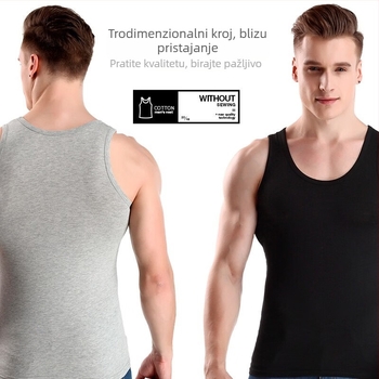 Muški pamukasti tank top za bazni sloj, 90–95% pamuka, okrugli izrez, svestran stil