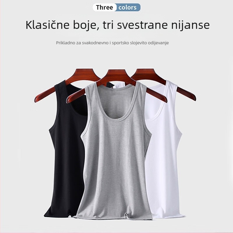 Muški pamukasti tank top za bazni sloj, 90–95% pamuka, okrugli izrez, svestran stil