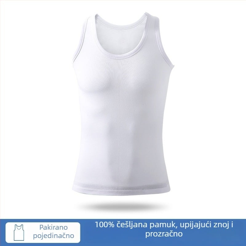 Muški pamukasti tank top za bazni sloj, 90–95% pamuka, okrugli izrez, svestran stil