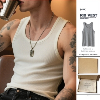 Y-oblik poliesterski prsluk s okruglim izrezom, debeo materijal 251–300 g/m2, svestran muški bazni sloj, proljeće 2025