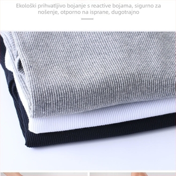 Muška potkošulja bez rukava u obliku I za fitness, pamuk upija znoj, grubom pleteninom 2x2, sportski stil, kružni izrez