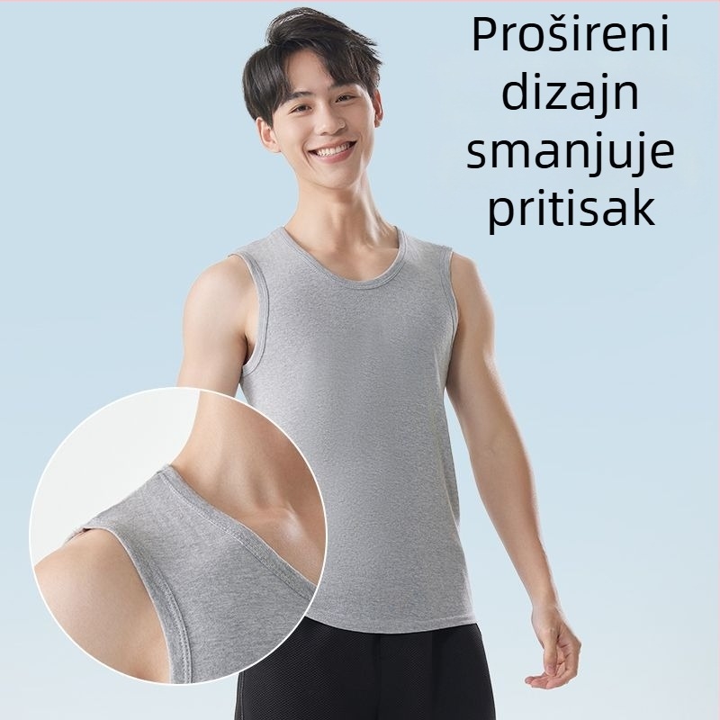 Muška pamučna vesta bez rukava, širokih ramena, V-izrez, ležerni stil, 95–100% pamuka, gustoća tkanine 181–200 g/m²