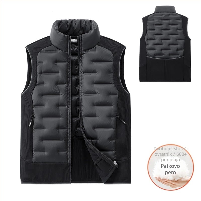 Muški prsluk od perja sa stojećim ovratnikom – 86–90% perja, punilo <100 g, punilo: bijeli patka perje, materijal: najlon