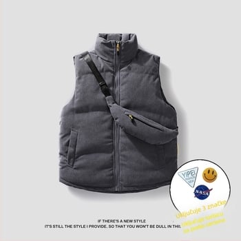 Muški kordurojni vest s punjenjem od imitacije svile i pamuka, slobodan kroj, japanski stil