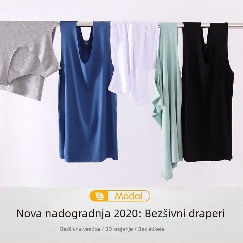 Muški modalni bezšivni top s širokim ramenima, okrugli izrez, srednja debljina 161–180 g/m², ljeto