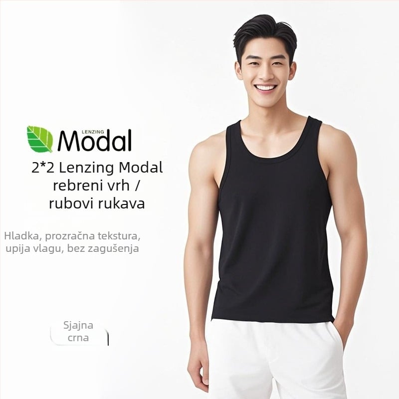 Vesta sa širokim ramenima, okrugli izrez, Ecocos tkanina, vlakna regenerirane celuloze, ljeto