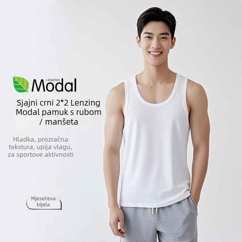 Vesta sa širokim ramenima, okrugli izrez, Ecocos tkanina, vlakna regenerirane celuloze, ljeto