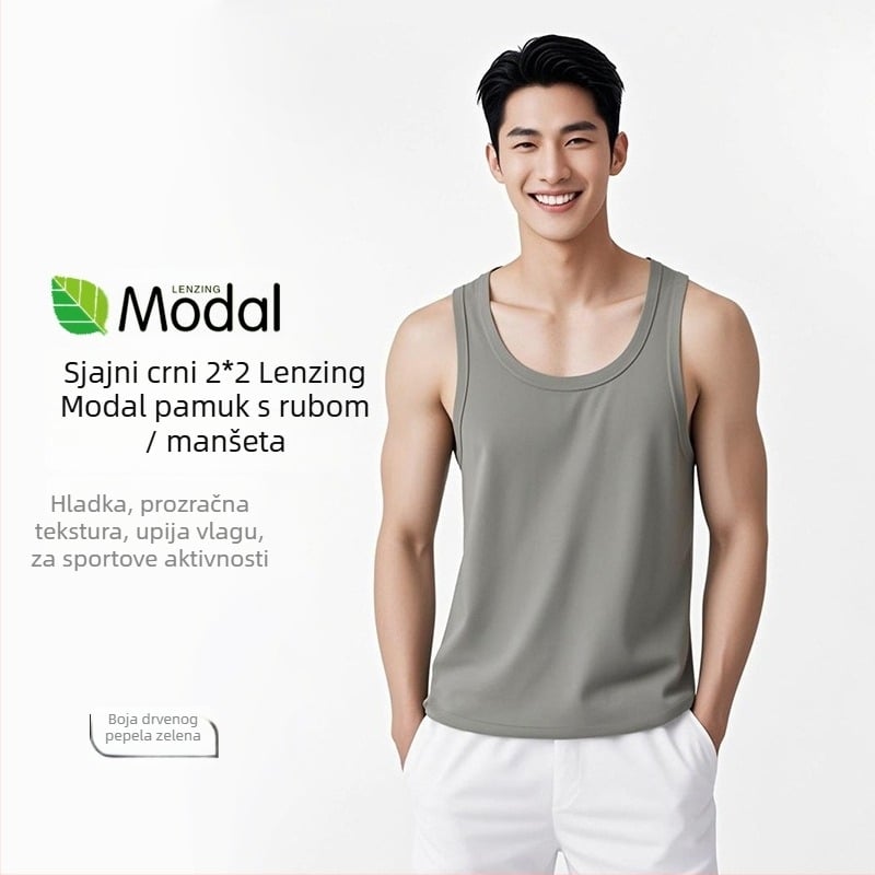 Vesta sa širokim ramenima, okrugli izrez, Ecocos tkanina, vlakna regenerirane celuloze, ljeto