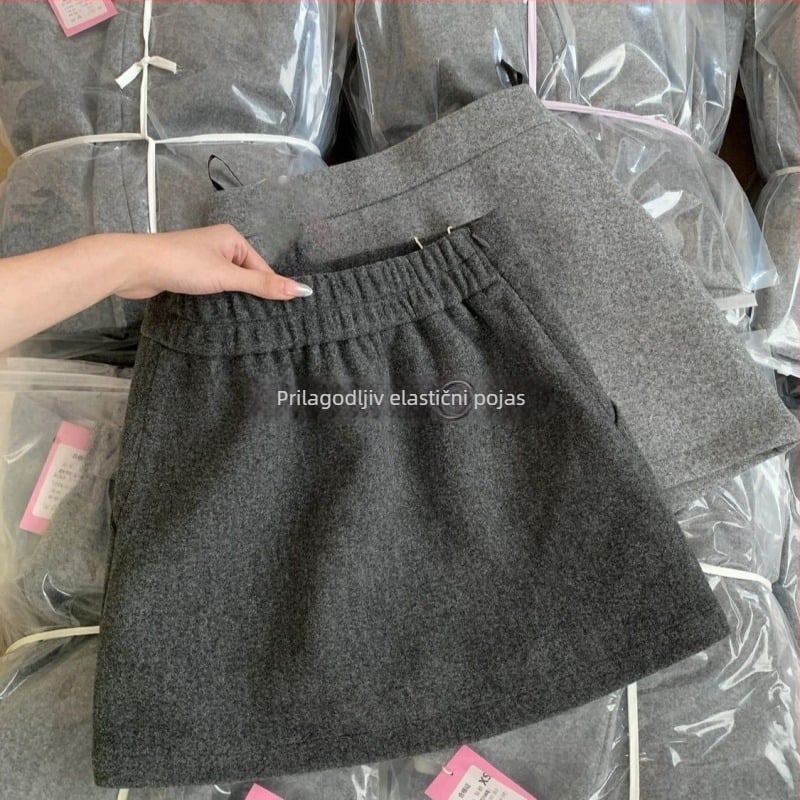 Kratka suknja od mješavine vune, elegantan stil, srednja elastičnost