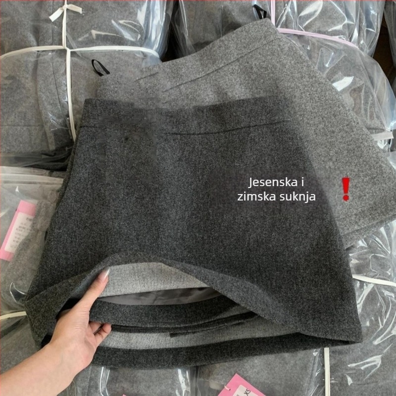 Kratka suknja od mješavine vune, elegantan stil, srednja elastičnost