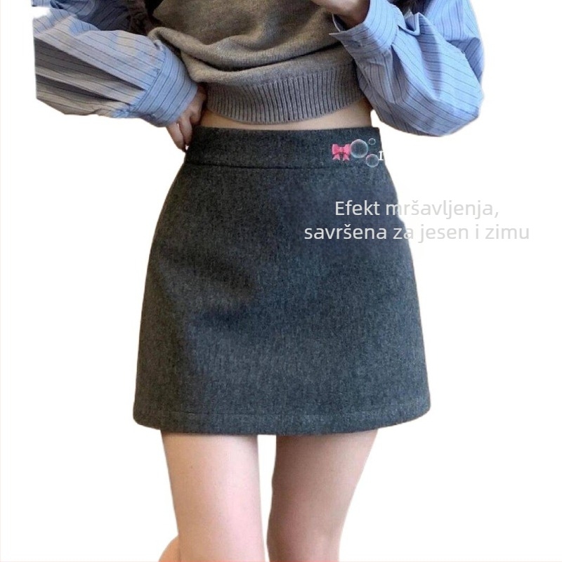 Kratka suknja od mješavine vune, elegantan stil, srednja elastičnost
