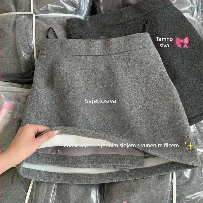Kratka suknja od mješavine vune, elegantan stil, srednja elastičnost
