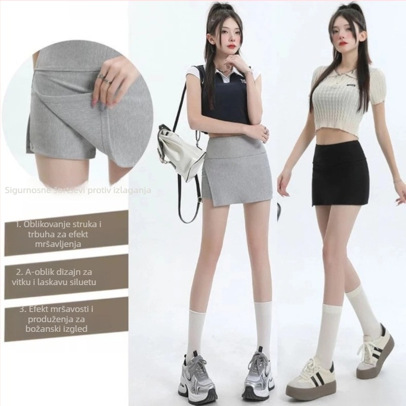 Joga suknja s bočnim prorezom, visokim strukom, A-kroj; uzorak: jednobojan; tkanina: viskozno vlakno; glavna tkanina: viskoza; druga tkanina: najlon; elastičnost: rastezljivo