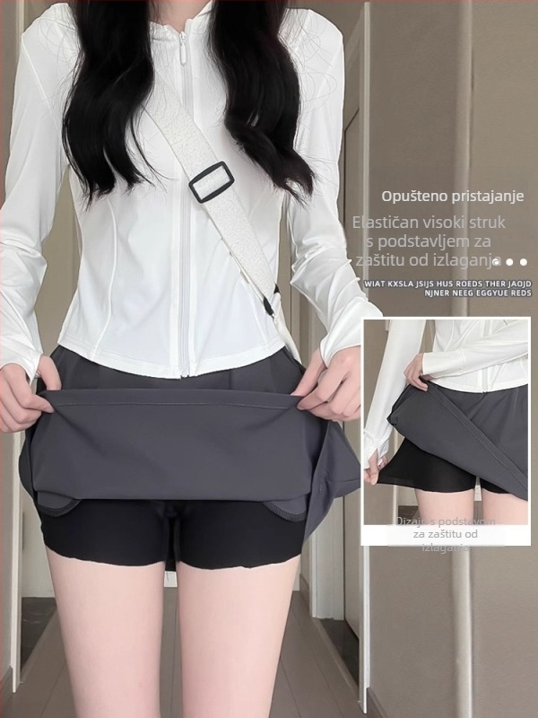 Radna suknja visokog struka, A-linija, poliester, mikroelastičnost