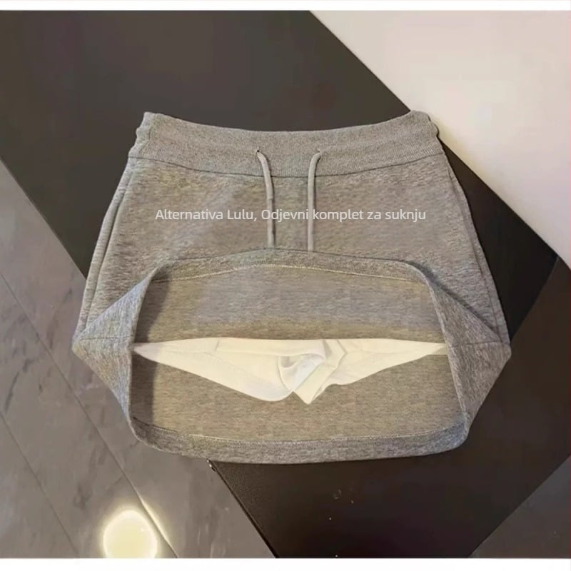 Ženska A-linijska suknja, pamučna, jednofarbna, udio glavne tkanine 30–50%, proljeće 2025, casual japansko-korejski stil