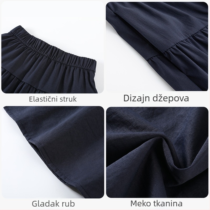 Suknja A-linije, midi dužine, visokog struka, poliester (95%+), potpuno podstavljena
