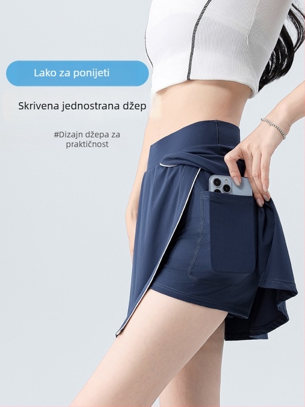 Visoki struk, A-linijska kratka suknja sa šlicom, Nylon/Spandeks