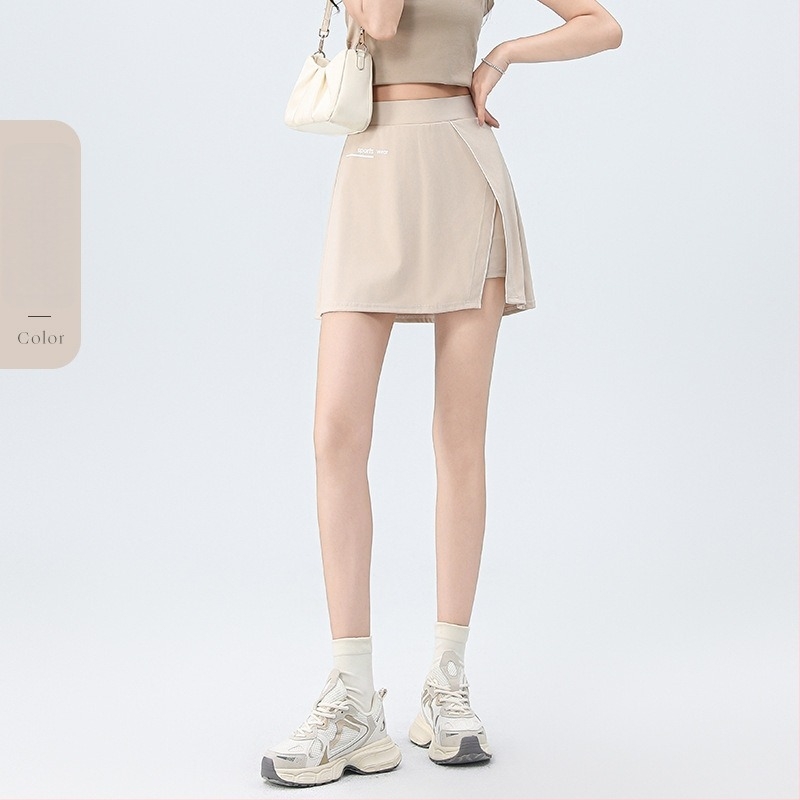 Visoki struk, A-linijska kratka suknja sa šlicom, Nylon/Spandeks