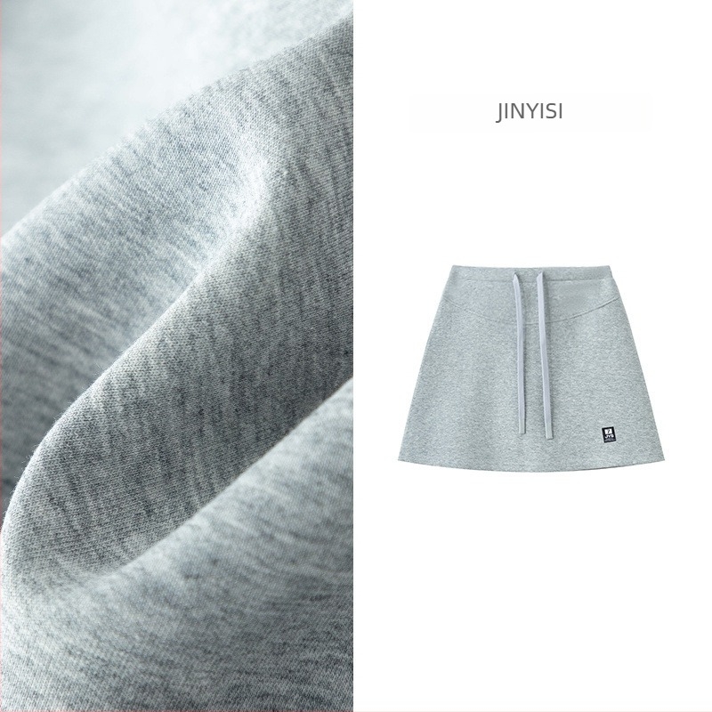 Pamukova ravna suknja s vezicom i elastičnim pojasom, kratka, visoki pojas