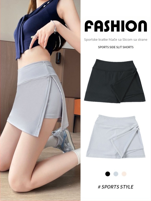 A-linijska kratka suknja sa ugrađenim šortsima, Chenille poliester 95%+, bez glađenja