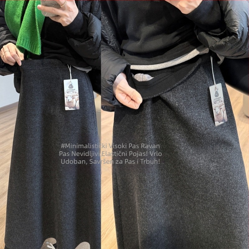 Plisirana midi suknja, pređom obojena poliester tkanina, 2025 zima, Elegantni gradski stil