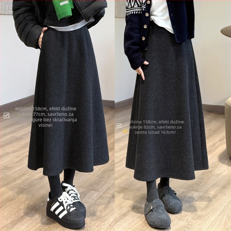 Plisirana midi suknja, pređom obojena poliester tkanina, 2025 zima, Elegantni gradski stil