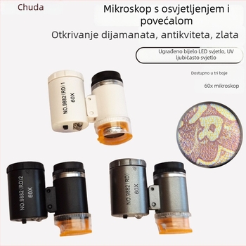 Chuda prijenosni ručni mikroskop za nakit, 60x povećanje, makro, podesivi