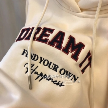 Džemper s kapuljom, opuštenog kroja, natpis slovima, dugi rukavi, srednja debljina