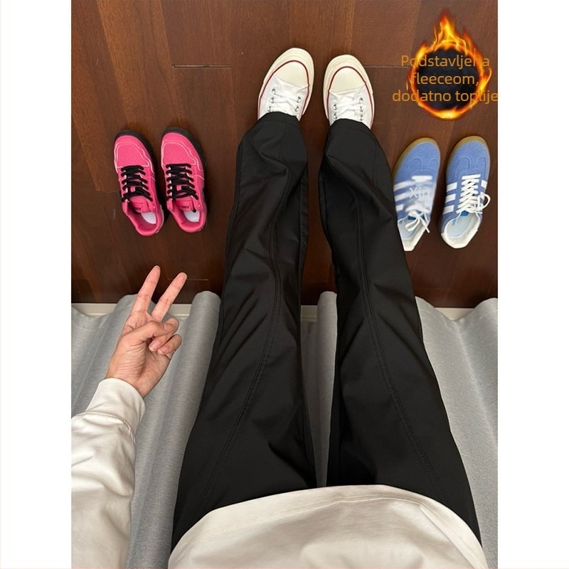 Cargo casual hlače s fleece podstavom, srednji pojas sa šnnom za podešavanje, udoban kroj, uspravan ravni kroj, elastan materijal