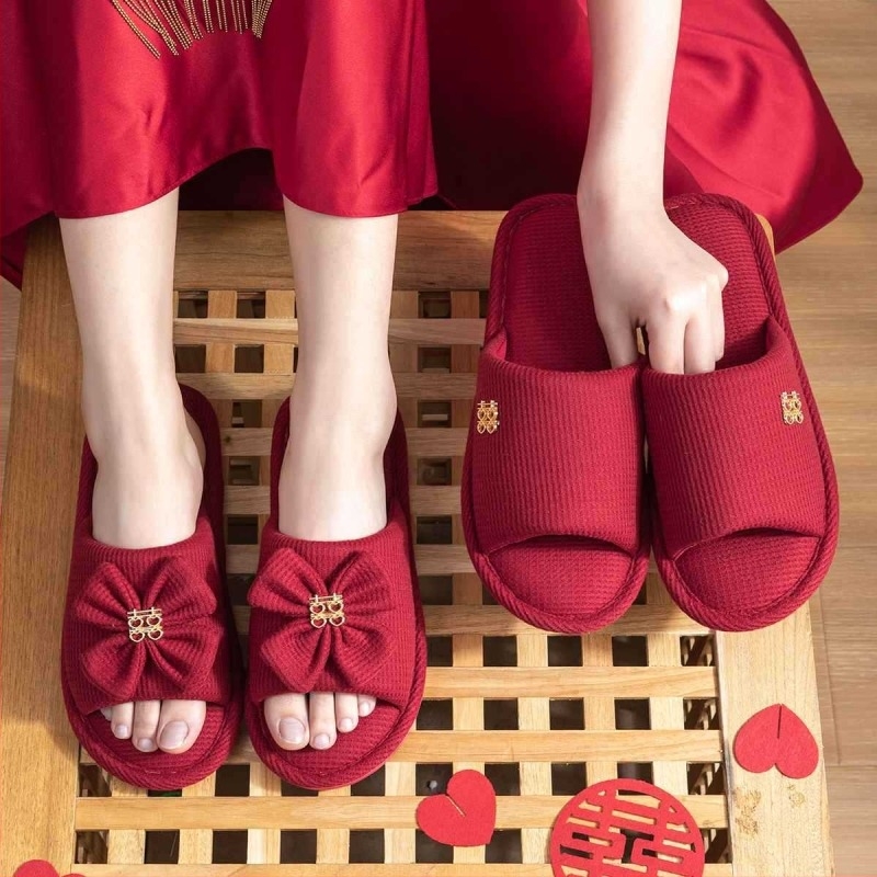 2 para svadbene papuče, unisex, PVC potplata, toe-loop dizajn, gornji dio od tekstila, debljina potplata 1.5–3.5 cm