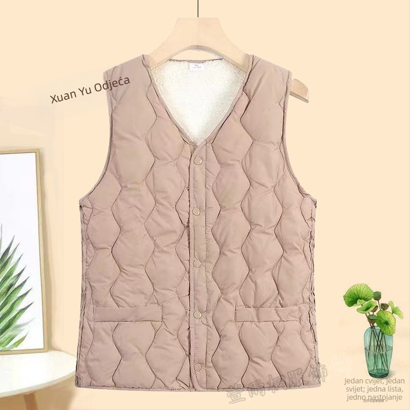 Vunene smjesa vest | U-izrez | Geometrijski uzorak | Uobičajena duljina 50–65 cm | Nadjev poliester-pamučni